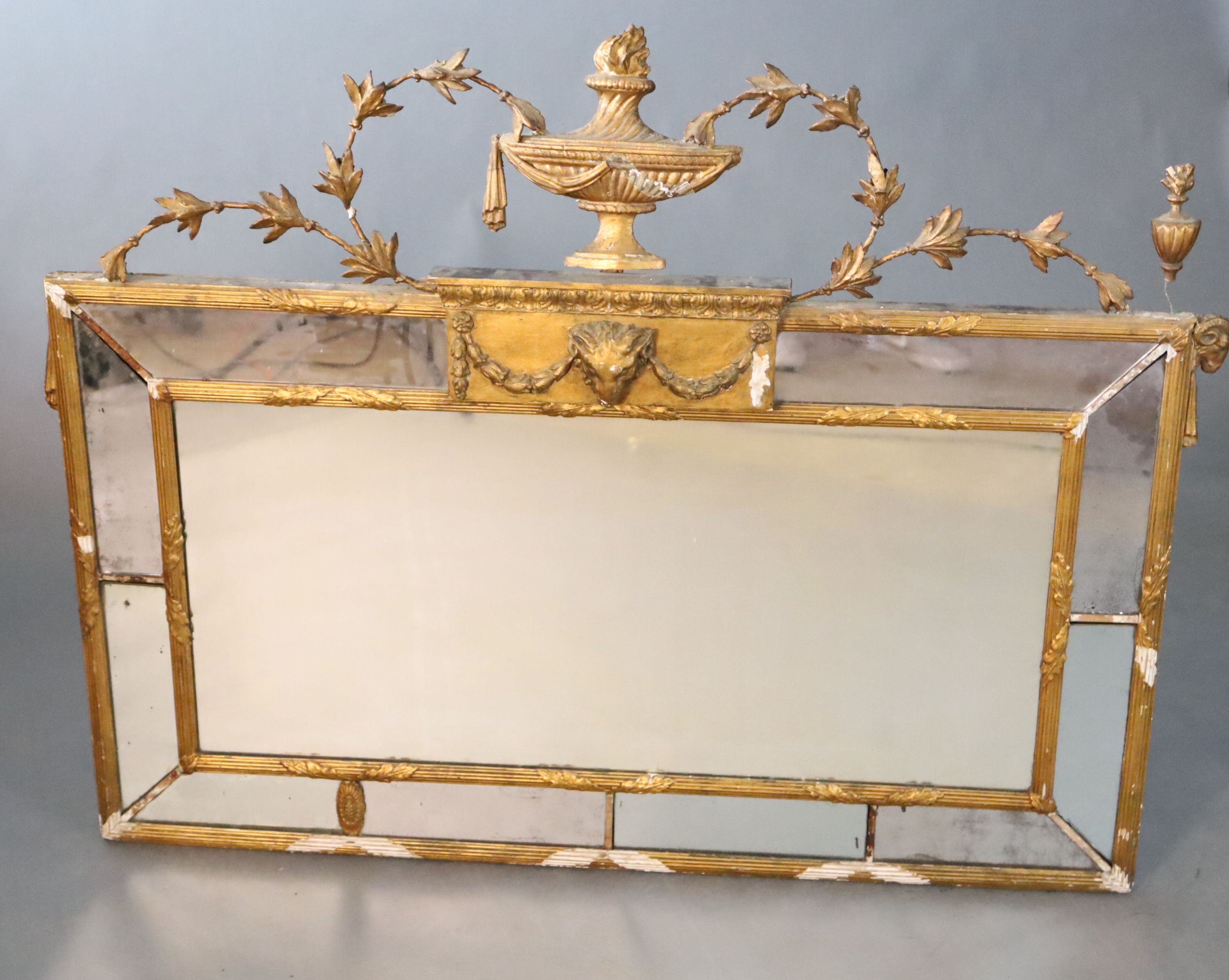 An early 20th century gilt gesso overmantel, W.137cm H.107cm